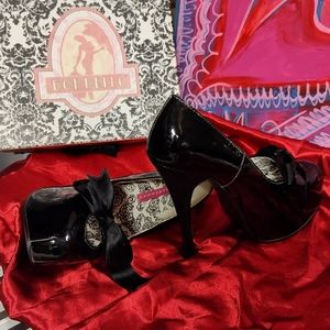 Bordello black patent stilettos size 6